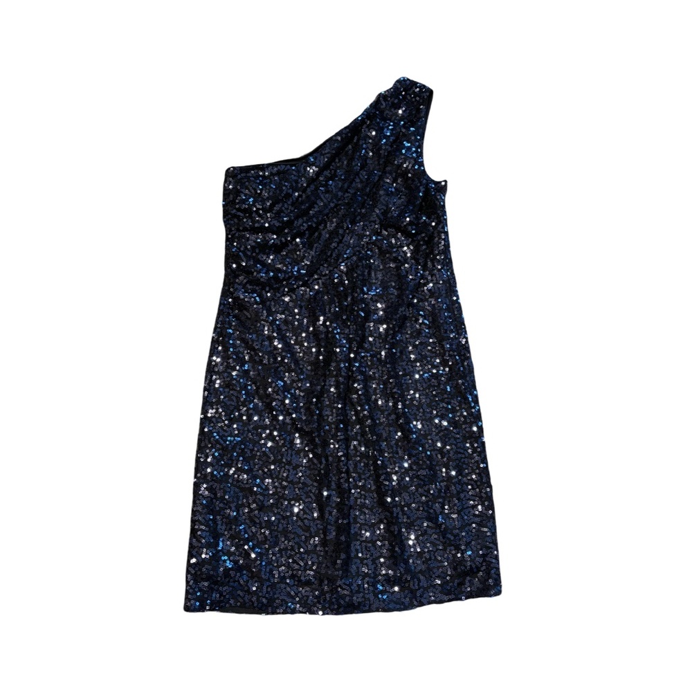 Laura Fashions Womens Sequined One Shoulder Cocktail Party Dress Size 16 Blue